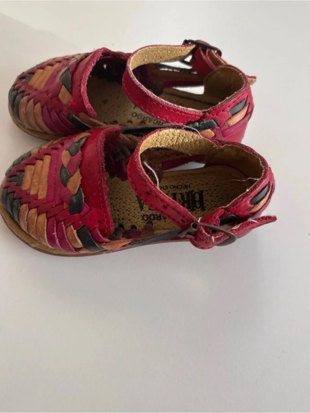 Kids Red Leather Huarache Sandals 3
